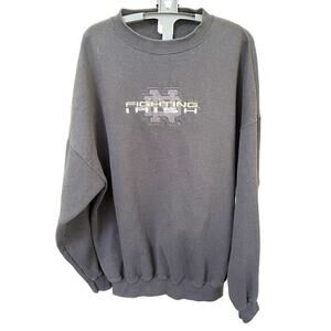 VTG Notre Dame Fighting Irish Embroidered Sweatshirt Mens 2XL XXL Black Football